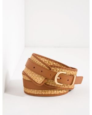 Talbots Woven Raffia Leather Belt - Natural