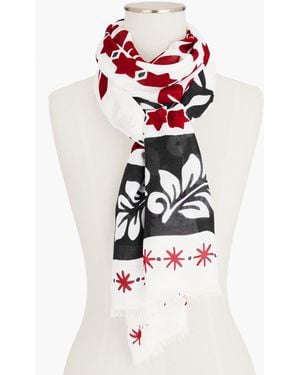 Talbots Geometric Palm Oblong Scarf - White