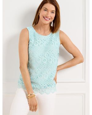 Talbots Lace Front Sleeveless Shell Top - Blue