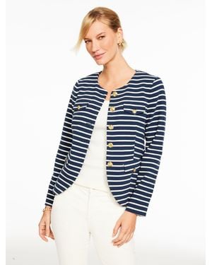 Talbots Stripe Knit Jacket - Blue