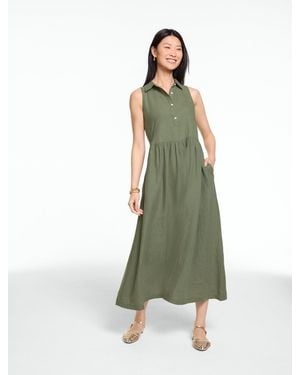 Talbots Sleeveless Linen Shirtdress - Green