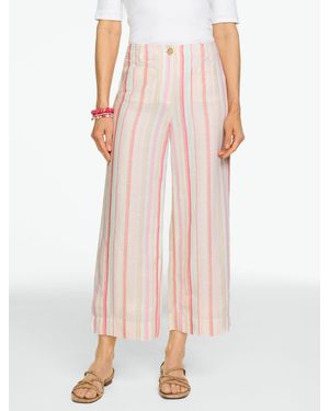 Talbots Washed Linen Wide Crop Patch Pocket Trousers - Pink