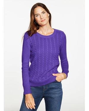 Talbots Cable Knit Crewneck Sweater - Purple