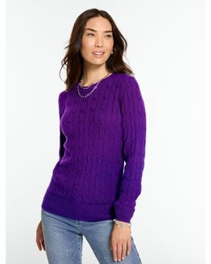Talbots Soft Cable Knit Crewneck Jumper - Purple