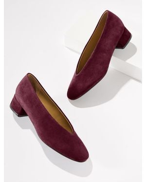Talbots Winona Suede Block Heel Pumps - Purple