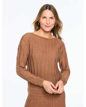 Talbots Radiating Rib Boatneck Jumper - Brown