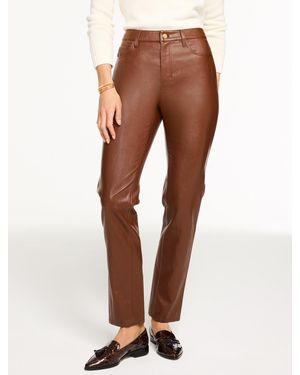 Talbots Straight Leg Faux Leather Trousers - Brown