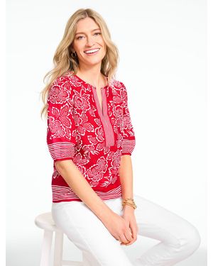 Talbots Capri Rose Elbow Sleeve Top - Red