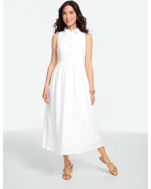 Talbots Sleeveless Linen Shirtdress - White