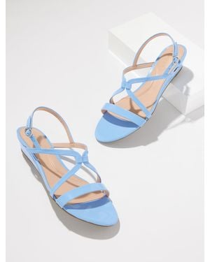 Talbots Capri Patent Leather Wedge Sandals - Blue