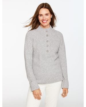 Talbots Jewel Button Henley Sweater - Grey