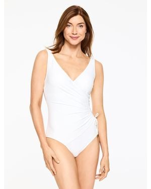 Aqua Club Faux Wrap One-piece Swimsuit - White