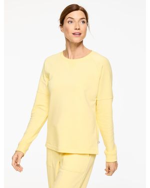 Talbots Cozy French Terry Crewneck Sweater Pullover - Yellow