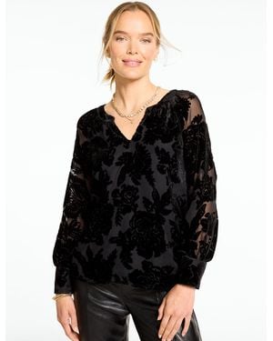 Talbots Prosperous Floral Velvet Top - Black
