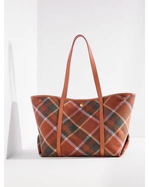 Talbots Harper Kellynch Plaid Tote - White