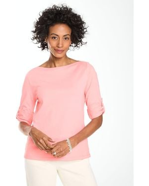 Talbots Roll Cuff Bateau Neck Top - Pink