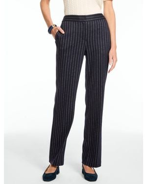 Talbots Pinstripe Knit Straight Leg Trousers - Blue