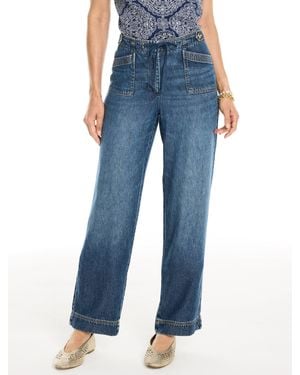 Talbots Supersoft Straight Leg Drawstring Jeans - Blue