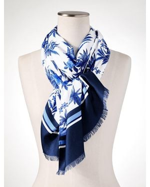 Talbots Painted Palms Oblong Scarf - Blue