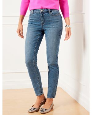 Talbots Crystal Embellished Slim Ankle Jeans - Blue