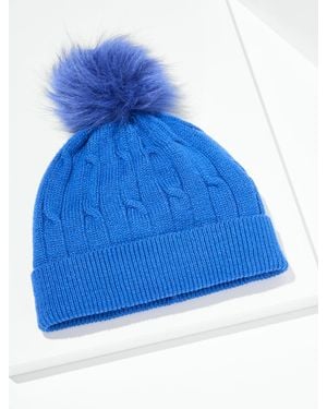 Talbots Soft Cable Knit Beanie - Blue