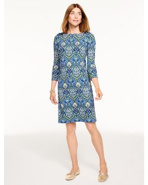 Talbots Effortless Jersey Button Shoulder Shift Dress - Blue