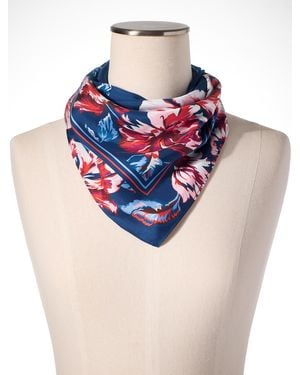 Talbots Foliage Border Square Scarf - Blue