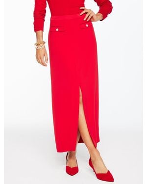 Talbots Polished Crepe Tuxedo Maxi Skirt - Red