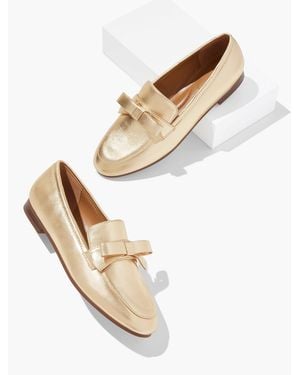 Talbots Katelyn Bow Metallic Nappa Loafers - Natural