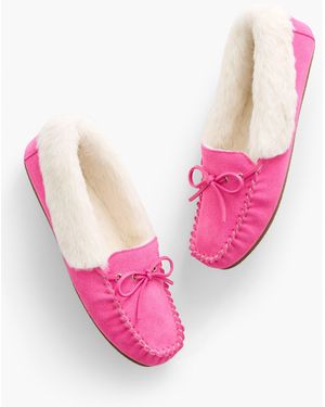 Talbots Ruby Bow Suede Moccasins Shoes - Pink