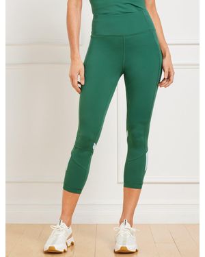 Talbots Performance Interlock Capri Colorblock Leggings - Green