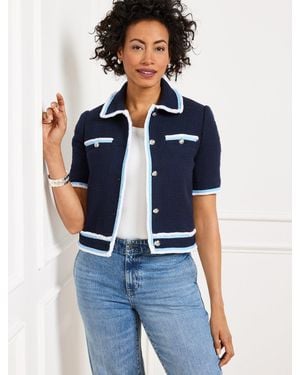 Talbots Amherst Tweed Fringe Jacket - Blue