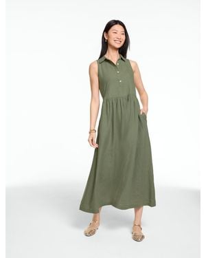 Talbots Sleeveless Linen Shirtdress - Green
