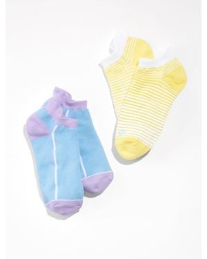 Talbots T By Annual Stripes Ankle Socks 2-pack - Blue