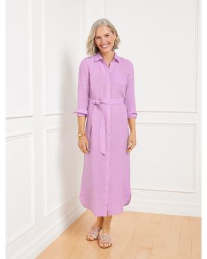 Talbots Cross Dyed Linen Shirtdress - Pink