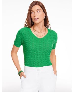 Talbots Short Sleeve V-neck Pullover Jumper - Green