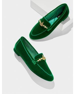 Talbots Ryan Embellished Velvet Loafers - Green