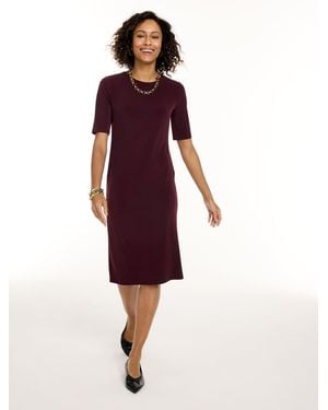 Talbots Knit Kit Ruched Midi Dress - Red