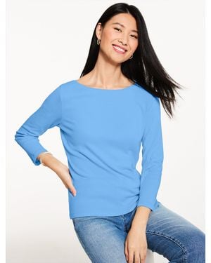 Talbots Solid Bateau Neck T-shirt Pima Cotton - Blue