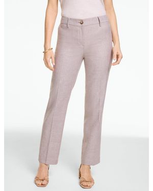 Talbots Straight Ankle Linen Trousers - Pink