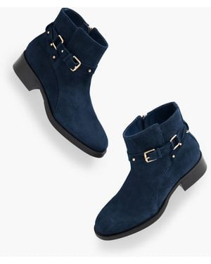 Talbots Waverly Studs Suede Ankle Boots - Blue