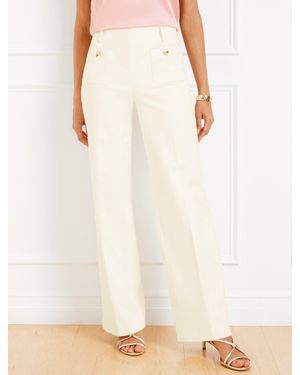 Talbots Textured Cotton Wide Leg Pants - Natural