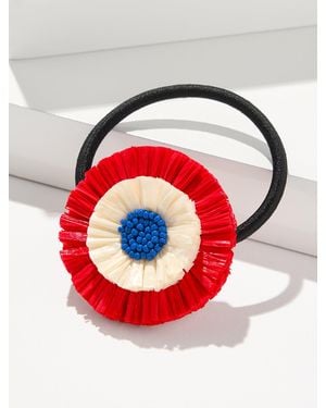 Talbots Tricolour Straw Hair Tie - Red