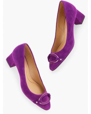 Talbots Kayla Buckle Block Heel Suede Court Shoes - Purple