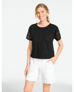 Talbots Burnout Jersey Boxy Crewneck T-shirt - Black