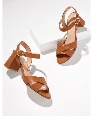 Talbots Myra Vachetta Block Heel Sandals - White