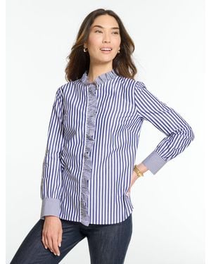 Talbots Poplin Ruffle Top - Blue