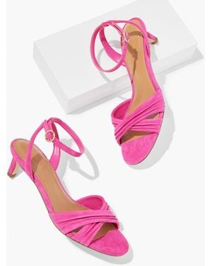 Talbots Tallia Pleated Suede Ankle Strap Heel Sandals - Pink
