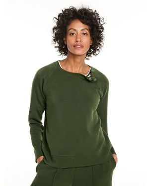 Talbots Airknit Stretch Snap Raglan Pullover Jumper - Green
