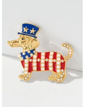 Talbots Patriotic Dog Brooch - Gray